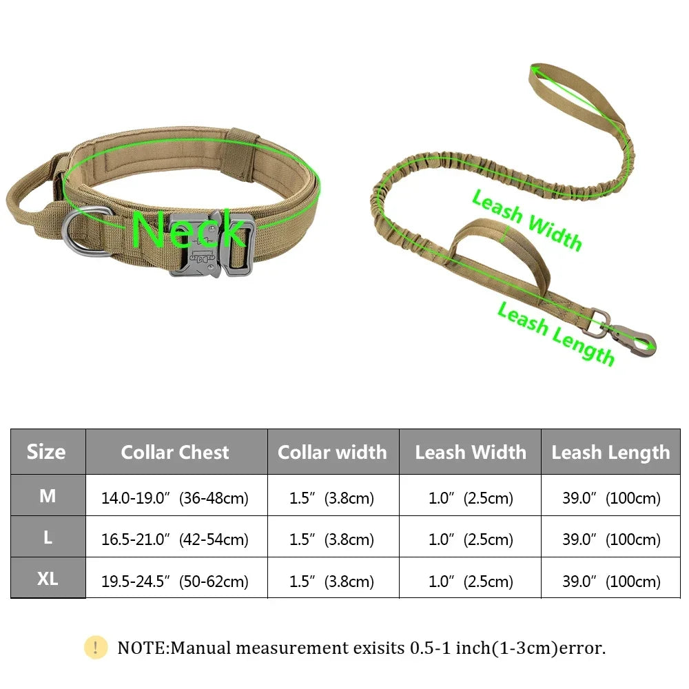 Tactical Leash for Dogs | Military Adjustable Tactical Puppy Collar | Pet Walking Training