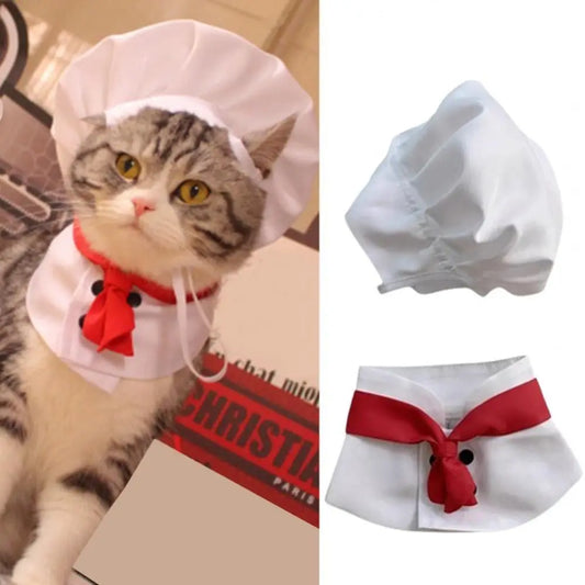 Cat Polyester Chef Hat | Pet Cook Apron Cosplay Props | Kitten Costume