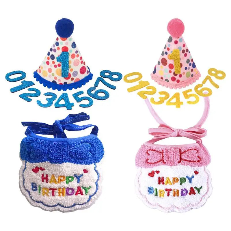 Cat Birthday Hat | Mini Pet Bib | Kitten Festive Clothing Wearable Decoration