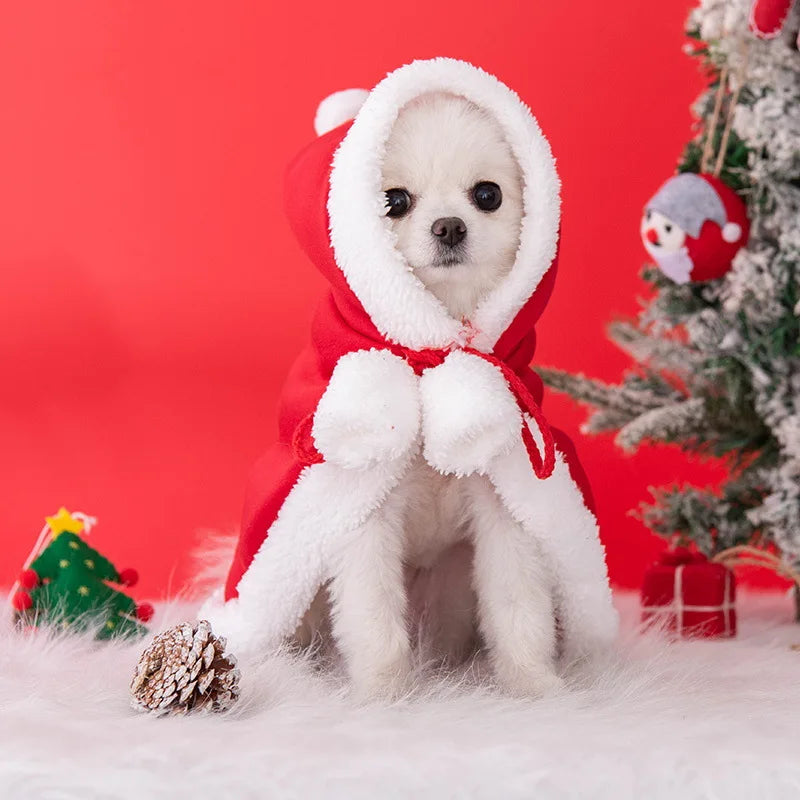 Christmas Dog Clothes | Warm Cat Hooded Cloak | Comfortable Xmas Pet Cape