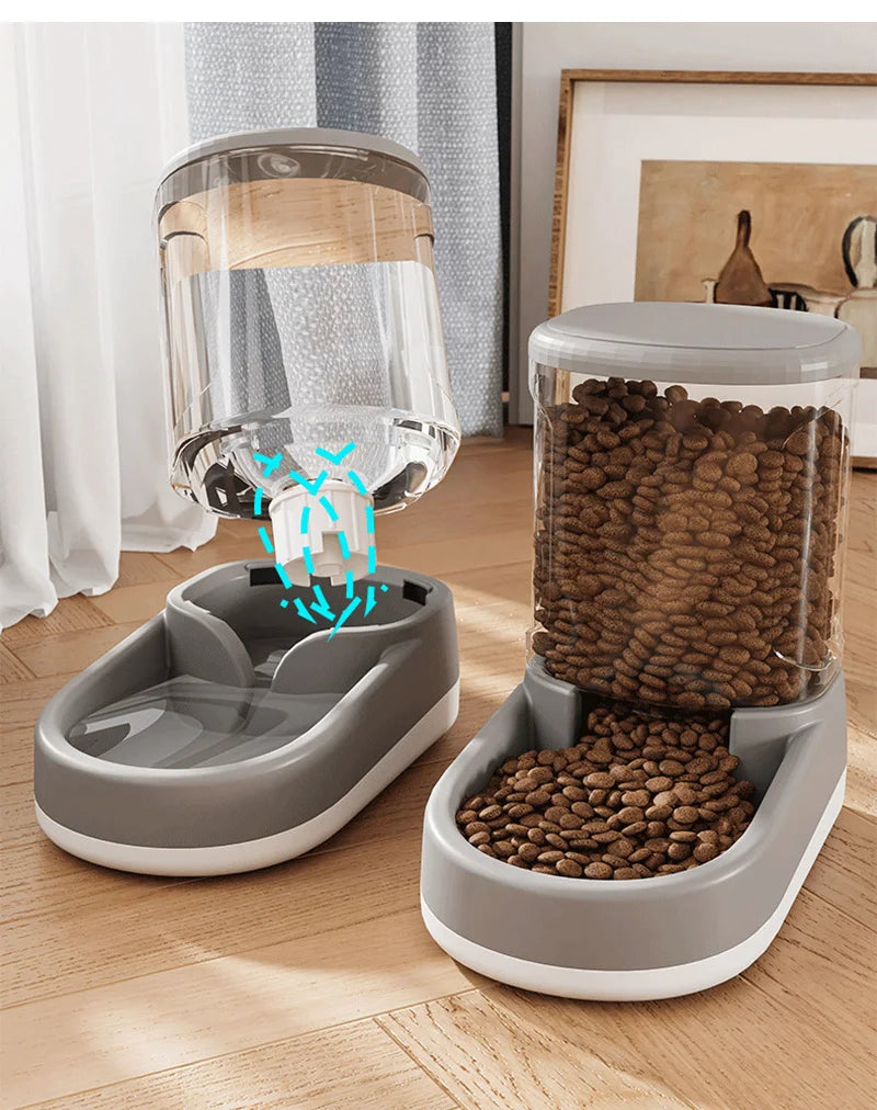 3.8L Large Capacity Dog Feeder | Transparent Food Storage Dispenser | Dog Cat Food Water Bowl