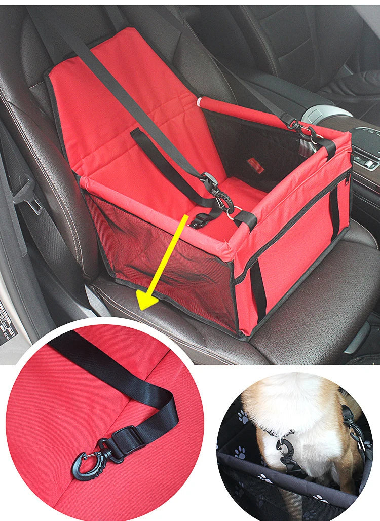 Foldable Dog Car Seat Cover | Travel Dog Car Seat with Storage Pockets | Pet Booster Basket