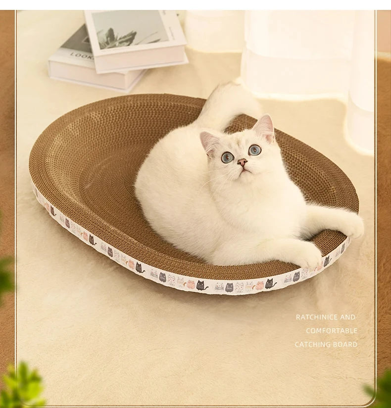 Corrugated Cat Scratcher | Cat Scrapers Round Oval Grinding Claw Toys | Wear-Resistant Cat Bed