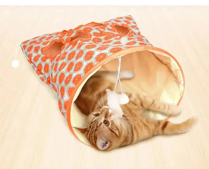 Interactive Cat Toys | Foldable Cat Tunnel Toys | Sounding Pet Toys with Small Fur Balls