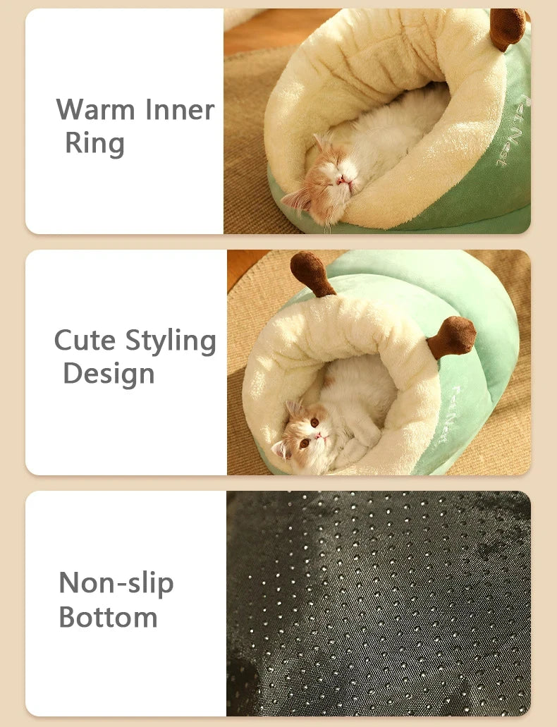 Winter Warm Pet Bed | Soft Cozy Cat Cave | Kitten House Nest Sleep Bag