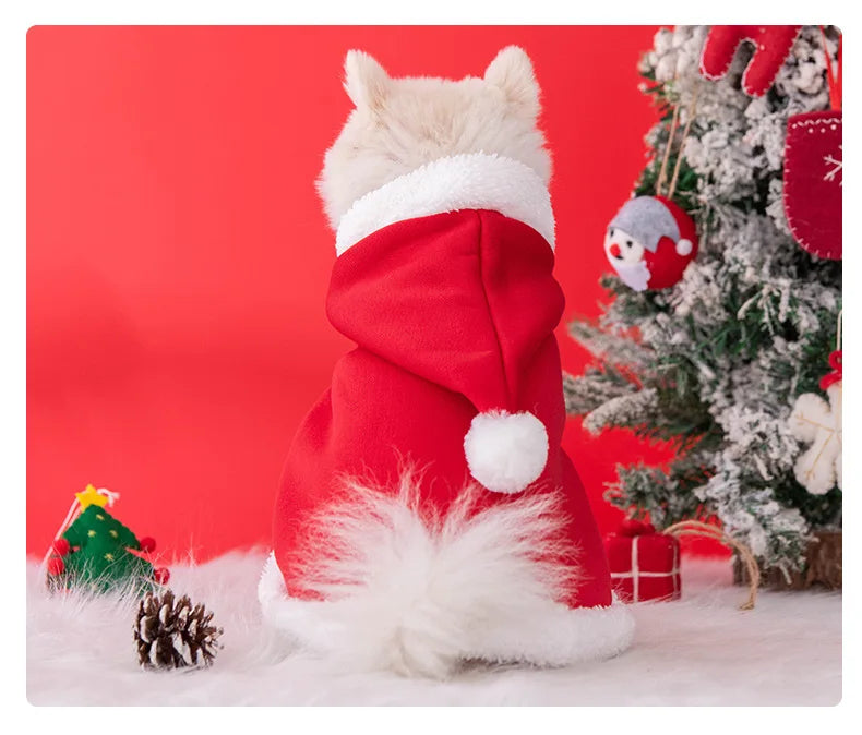 Christmas Dog Clothes | Warm Cat Hooded Cloak | Comfortable Xmas Pet Cape