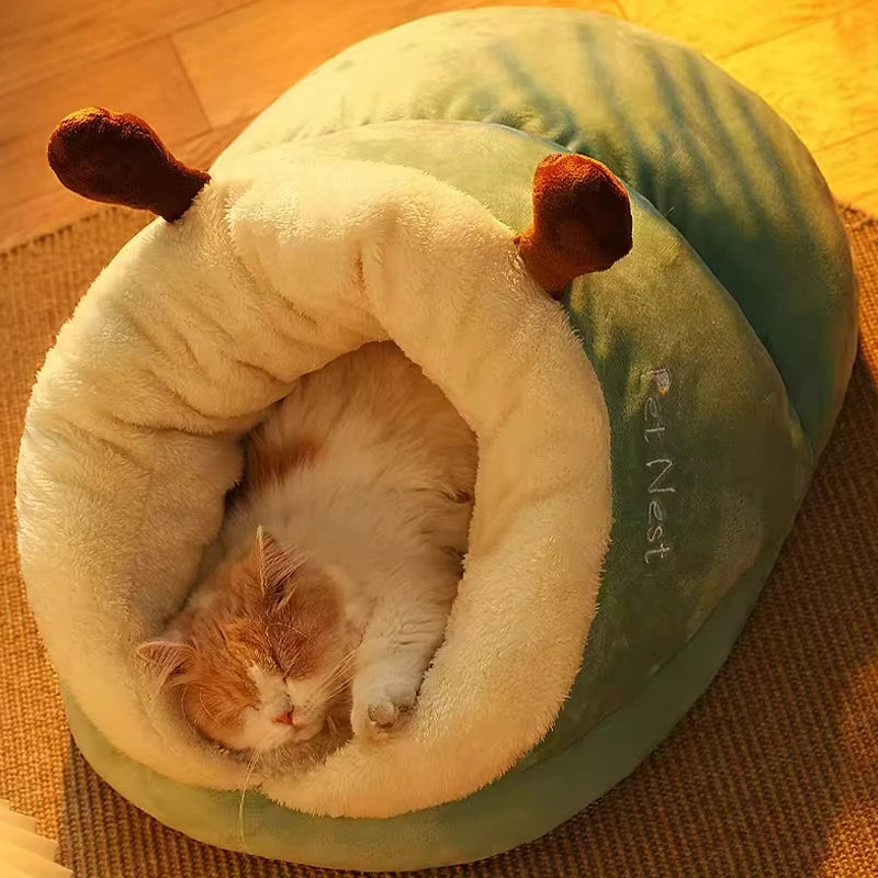 Winter Warm Pet Bed | Soft Cozy Cat Cave | Kitten House Nest Sleep Bag