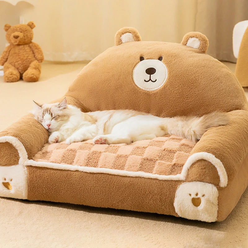 Winter Warm Cat Bed | Soft Plush Pet Sofa for Small Dogs | Cozy Sleeping Bed