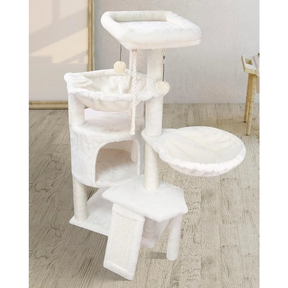 Three Layer Tree with Cat Condo | Kitten Scratch Pad and Two Hammocks