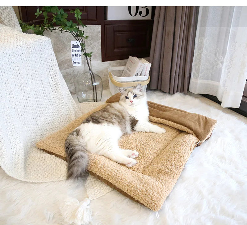 Warm Thickened Cat Bed | Multifunctional Foldable Pet Mat | Indoor Kitten Sleeping Mat