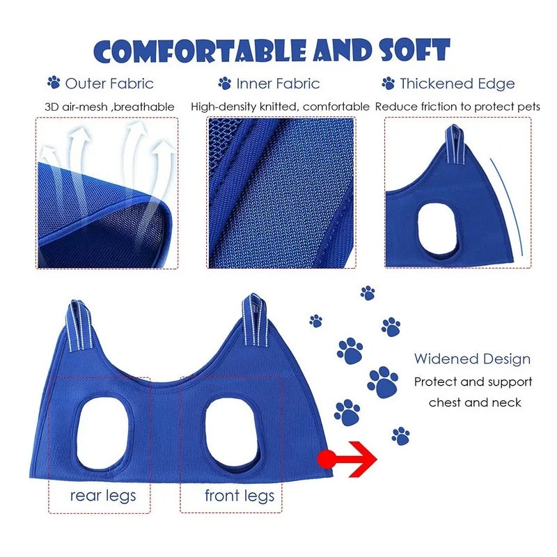 Dog Grooming Hammock | Fixed Bath Bag for Pet Nail Cutting | Anti-Scratch Cat Trimming Restraint Bag