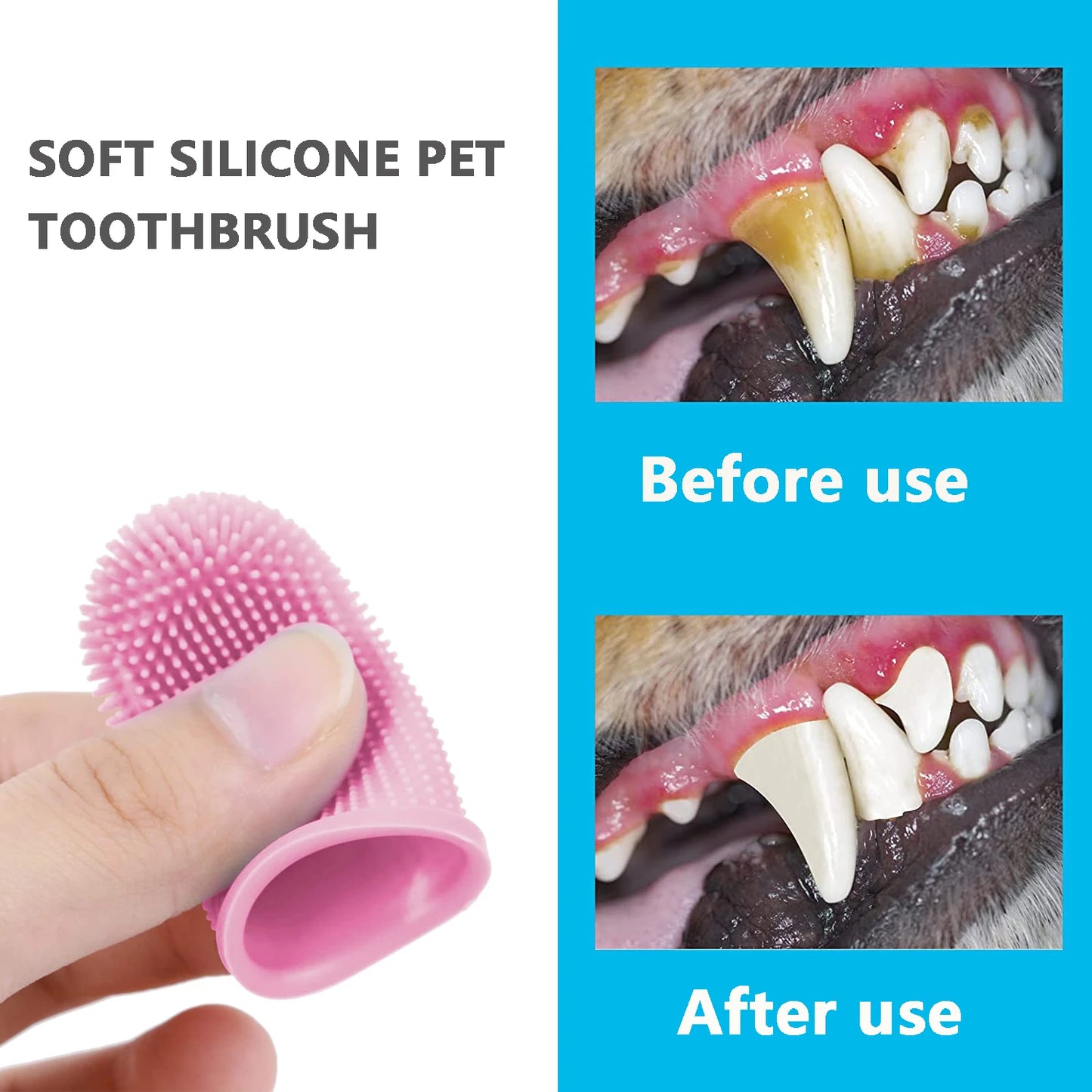 Soft Silicone Pet Dog Finger Toothbrush | Pet Teeth Oral Cleaning Brush | Bad Breath Tartar Tooth Cleaner