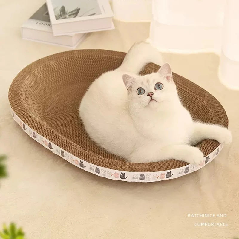 Corrugated Cat Scratcher | Cat Scrapers Round Oval Grinding Claw Toys | Wear-Resistant Cat Bed Nest