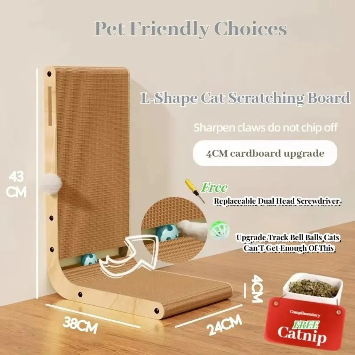 Cat Scratching Board | L-Type Vertical Wear-Resistant Kitten Board | Scratch-Resistant Furniture Protector