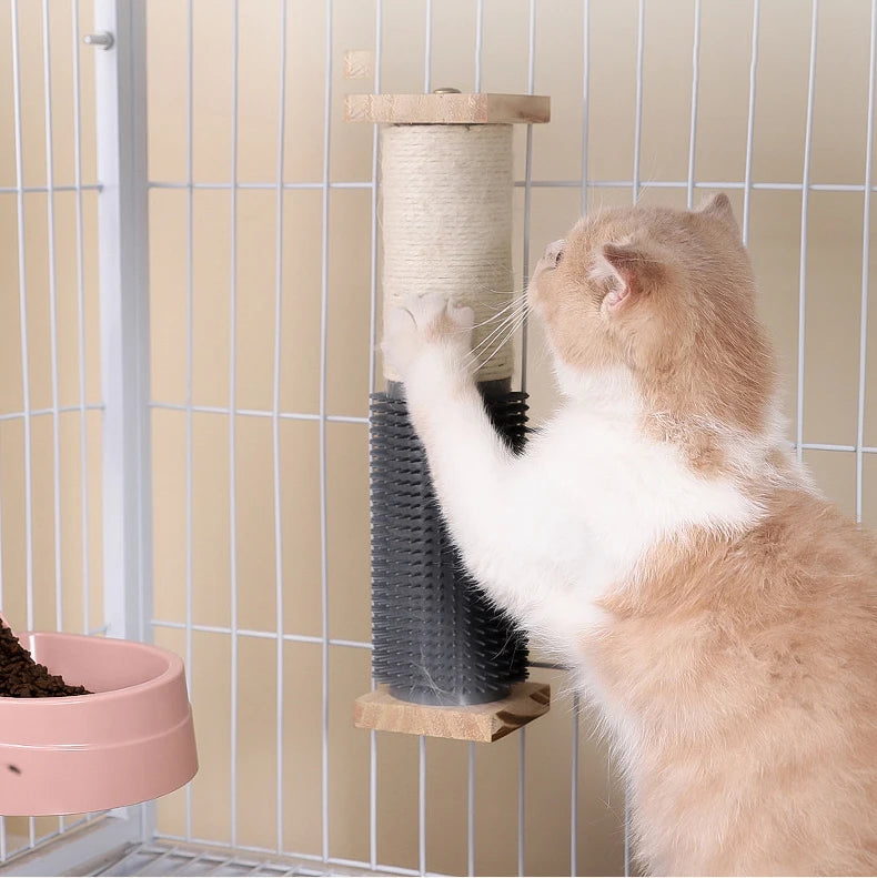 Cat Scratching Post for Crate Cage with Self Groomer | Kitten Scratcher Grinding Claws Toys