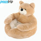 Semi-Enclosed Bear Pet Dog Bed | Ultra Soft Cat Bed | Detachable Plush Puppy Bed