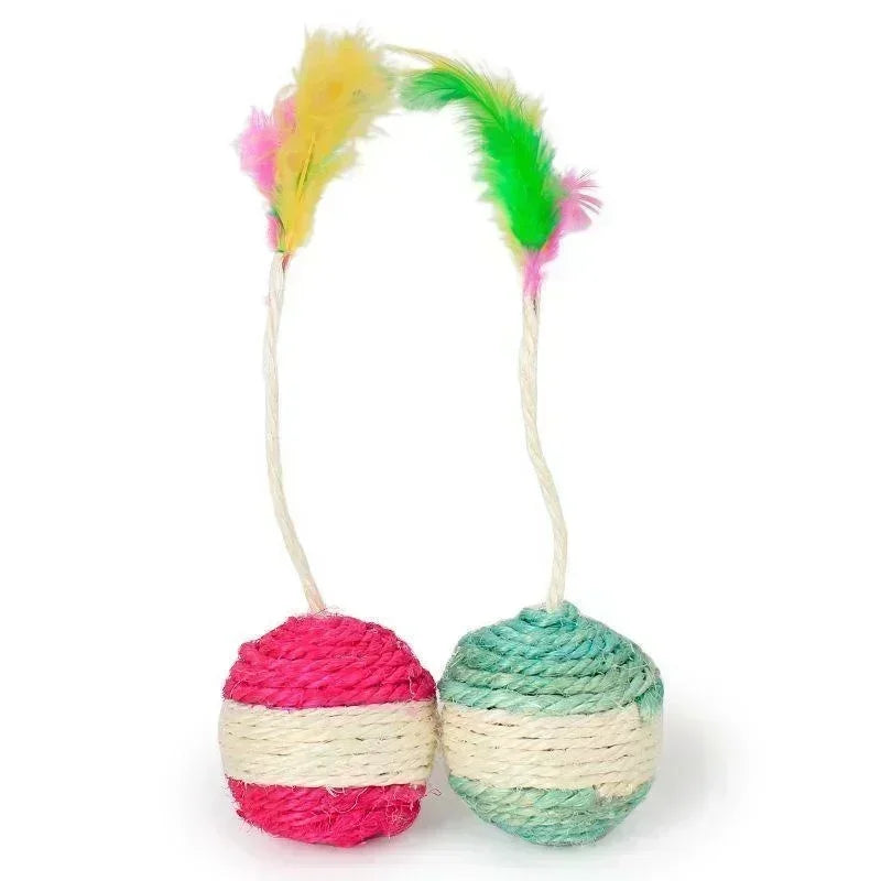 Cat Toy Sisal Scratching Ball Training | Interactive Toy for Kitten | Pet Feather Toy