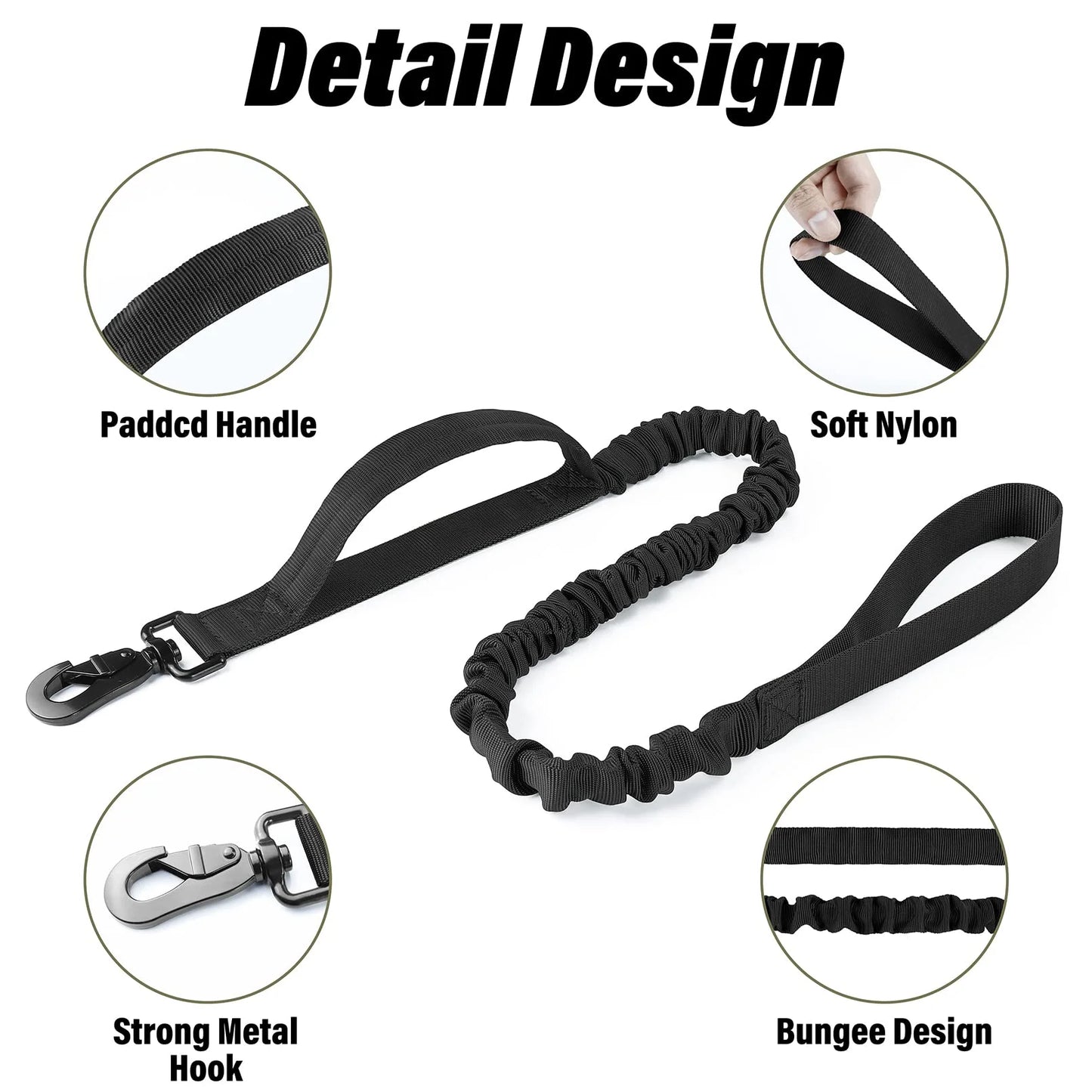 Tactical Leash for Dogs | Military Adjustable Tactical Puppy Collar | Pet Walking Training