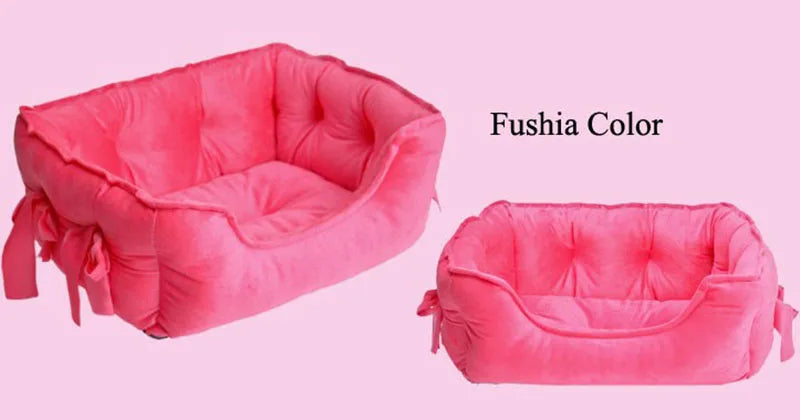 Cute Bow Princess Dog Bed | Winter Soft Puppy Sofa | Warm Cat Pet Bed