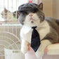 Funny Pet Hat | Cat's Flat Cap and Tie | Kitten Beret Cosplay