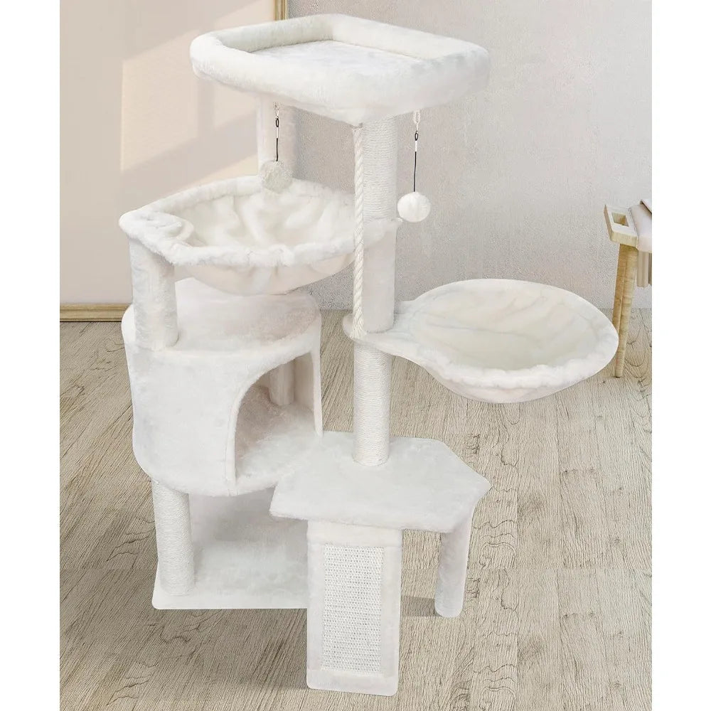 Three Layer Tree with Cat Condo | Kitten Scratch Pad and Two Hammocks