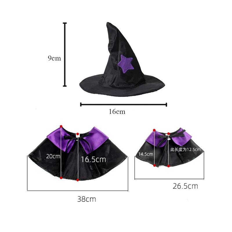 Halloween Pet Costume | Cat Wizard Cosplay | Kitten Cape and Hat