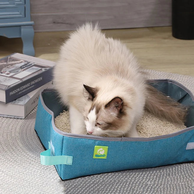 Semi-Enclosed Cat Litter Box | Foldable Portable Waterproof Open Cat Toilet