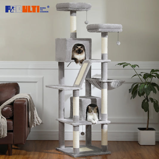 Large Cat Tree | Tall Cat Tower for Indoor Cats | Multi-Level Plush Cat Condo with Scratching Posts