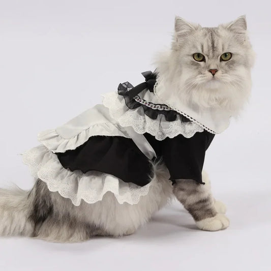 Pet Maid Outfit for Cat | Pet Princess Dresses | Adorable Kitten Costume with Headwear