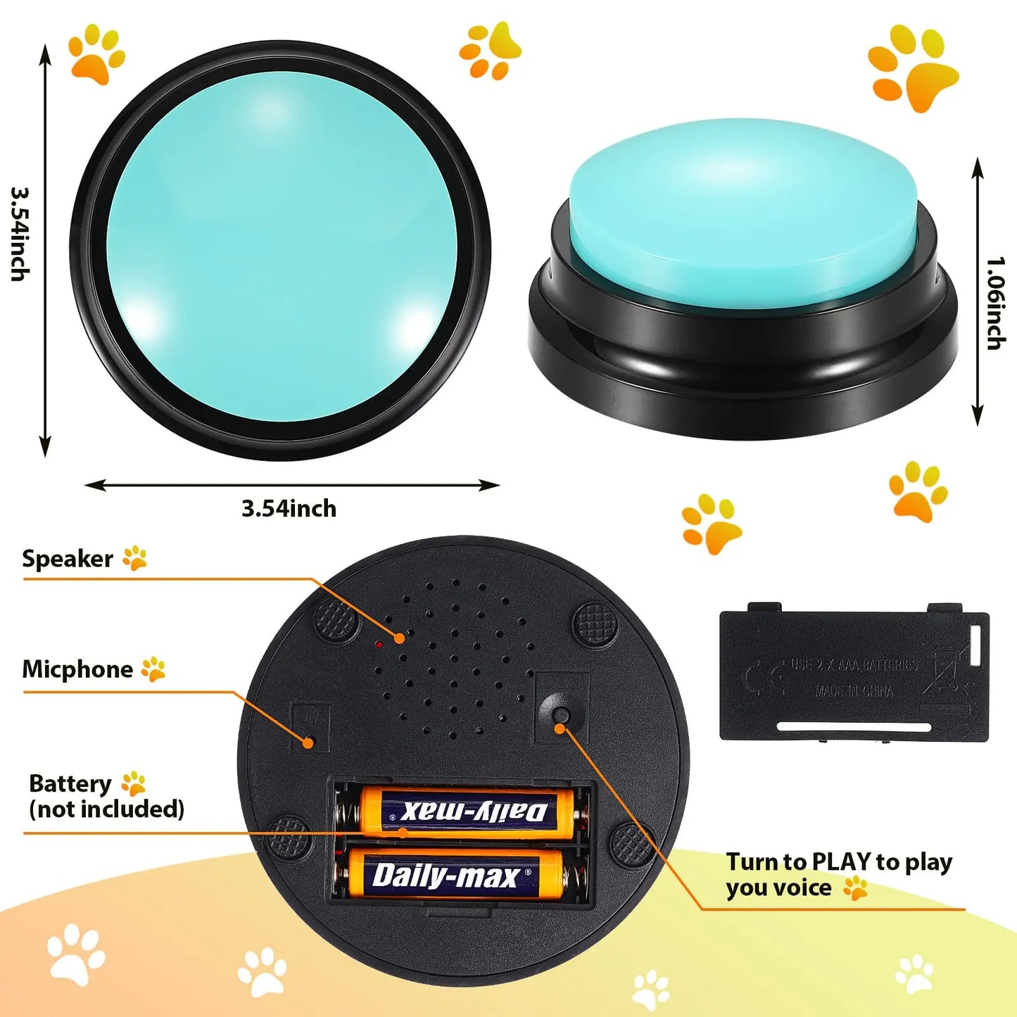 Pet Communication Button | Dog Talking Toys | Recordable Puppy Speaking Training