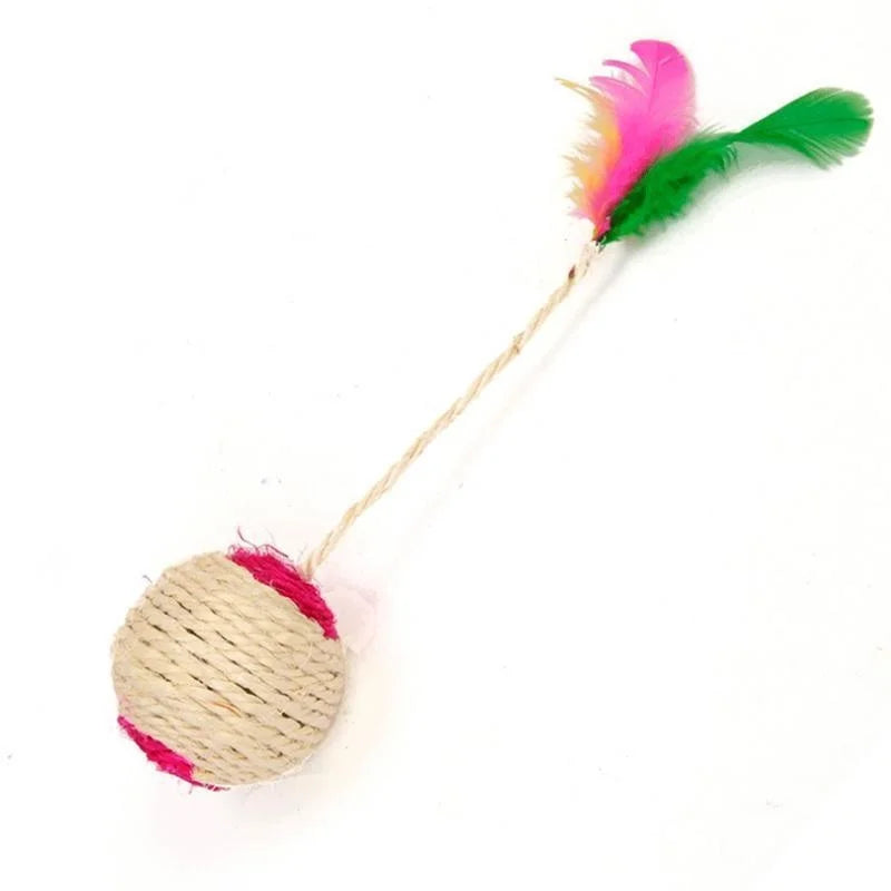 Cat Toy Sisal Scratching Ball Training | Interactive Toy for Kitten | Pet Feather Toy