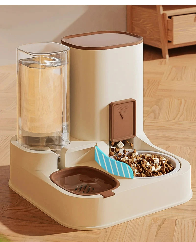 Automatic 2-in-1 Cat Feeder | Pet Drinking Food Bowl | Water Dispenser