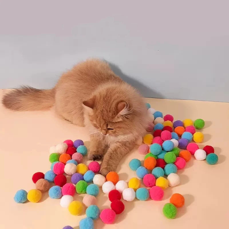 Plush Ball Shooting Gun Cat Toys | Interactive Kittens Mini Pompoms Launcher