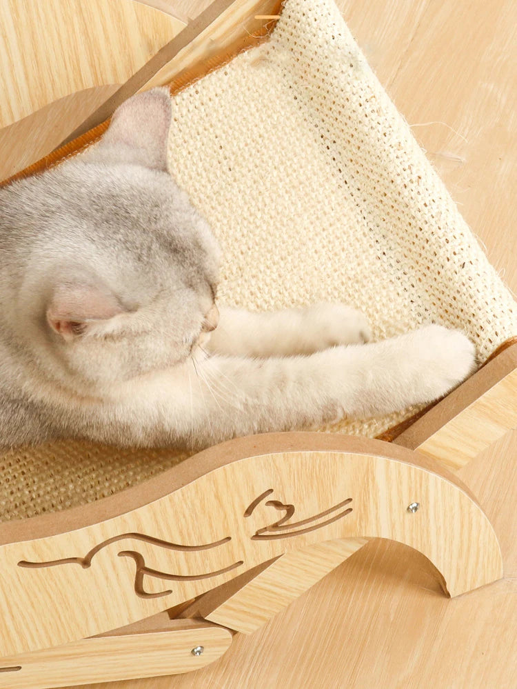 Wooden Cat Scratcher Board | Adjustable Kitten Recliner | Pet Sleeping Bed