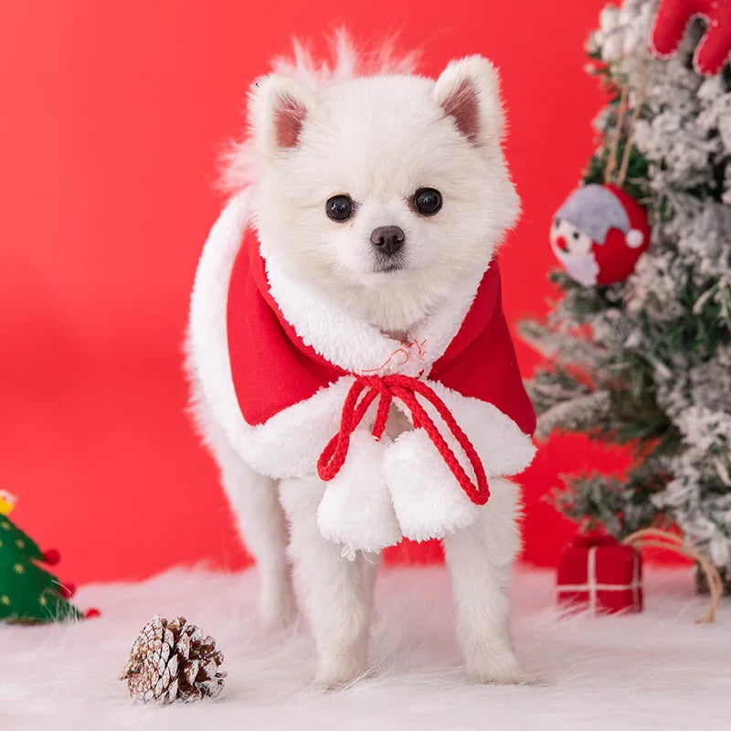 Christmas Dog Clothes | Warm Cat Hooded Cloak | Comfortable Xmas Pet Cape