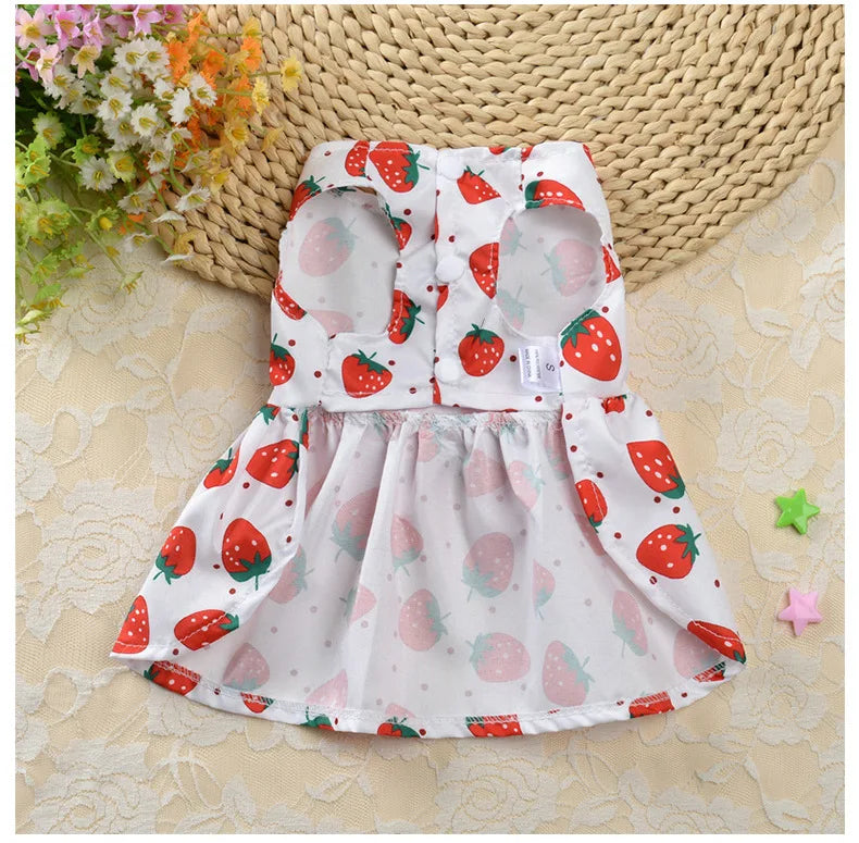 Floral Princess Dog Dress | Spring Summer Pet Clothes | Printed Puppy Skirt