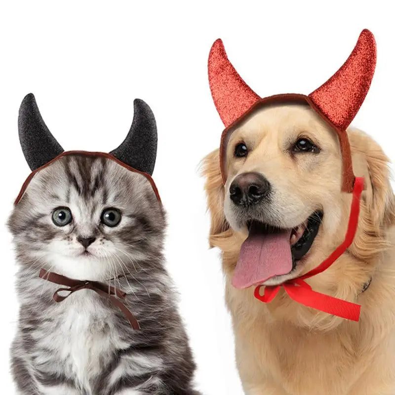 Pet Costumes | Cat Portable Headgear with Straps | Kitten Devil Horns Lightweight