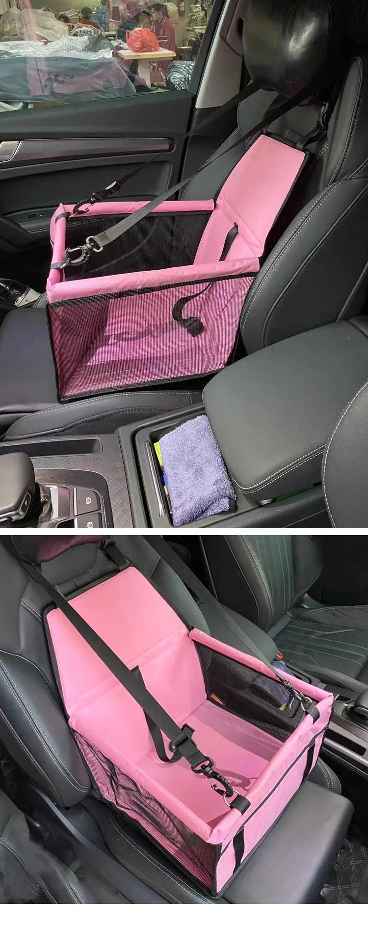 Foldable Dog Car Seat Cover | Travel Dog Car Seat with Storage Pockets | Pet Booster Basket