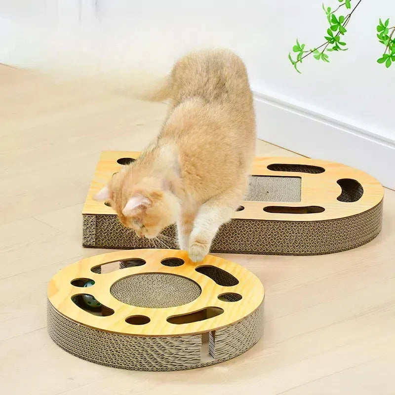 Cat Scratching Toy with Scratching Pad | Kitten Scratch Mat with Bell Ball