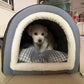 Enclosed Warm Dog Bed | Foldable Waterproof Dog Cave House | Removable Cat Nest Basket