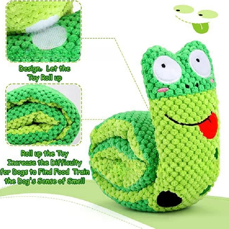 Dog Puzzle Toy | Plush Sound Puppy Toys | Foldable Snail Sniffing Interactive Pet Squeak