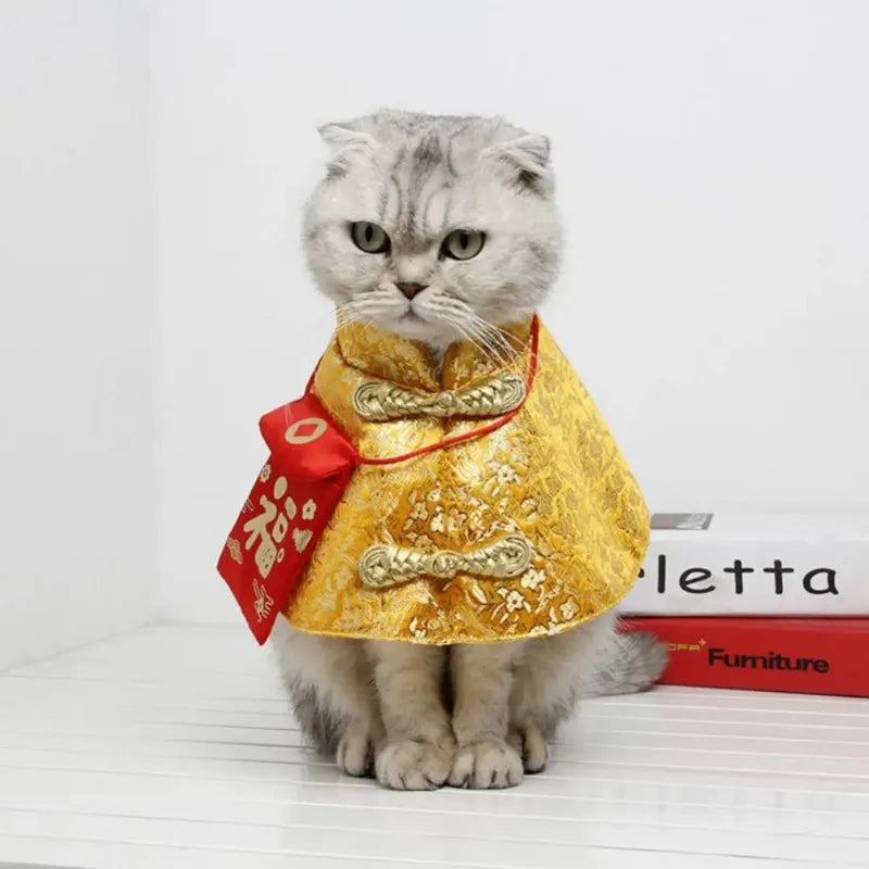 Pet Costume Chinese Style | Asian Cat Suit Cape | Kitten New Year Collar Cowl