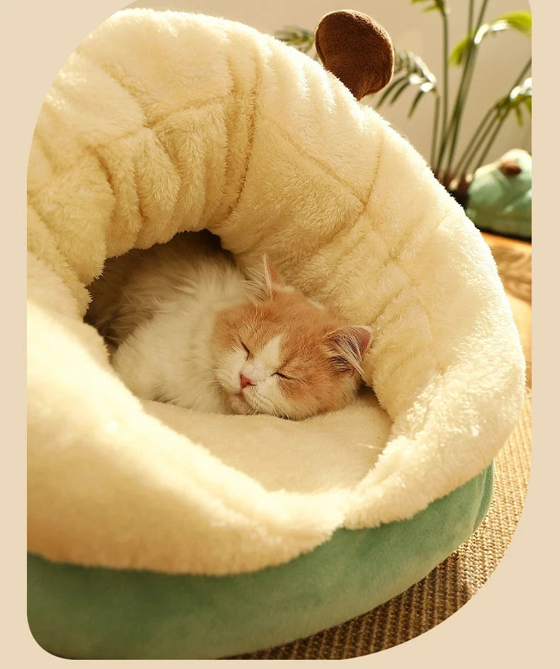 Winter Warm Pet Bed | Soft Cozy Cat Cave | Kitten House Nest Sleep Bag