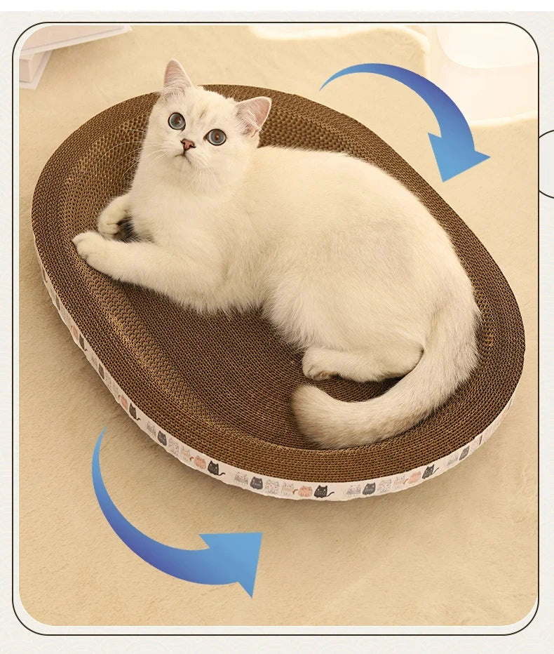 Corrugated Cat Scratcher | Cat Scrapers Round Oval Grinding Claw Toys | Wear-Resistant Cat Bed