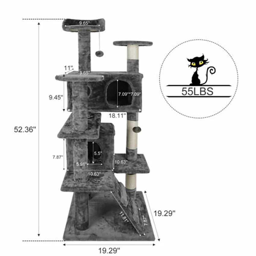 Cat Tree Tower | 55" Kitten Pet Center | Large Kitten Playing House Condo