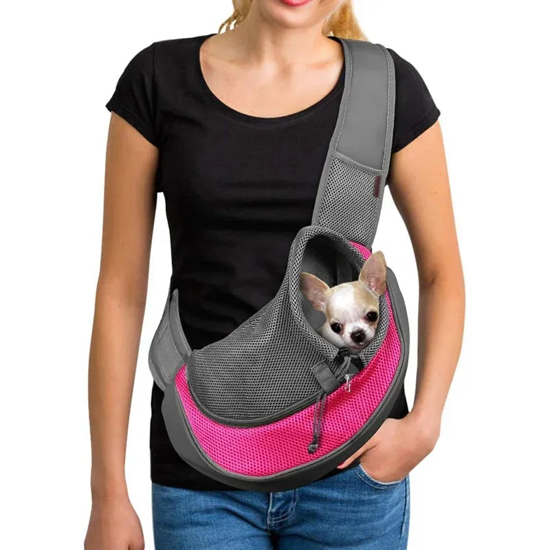 Pet Puppy Carrier | Outdoor Travel Dog Shoulder Bag | Mesh Oxford Sling Handbag Tote Pouch