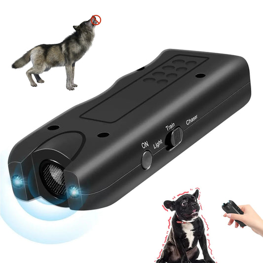 Portable Dog Repeller | Ultrasonic Pet Deterrent | Handheld Anti-Barking 3-in-1 Puppy Training Device