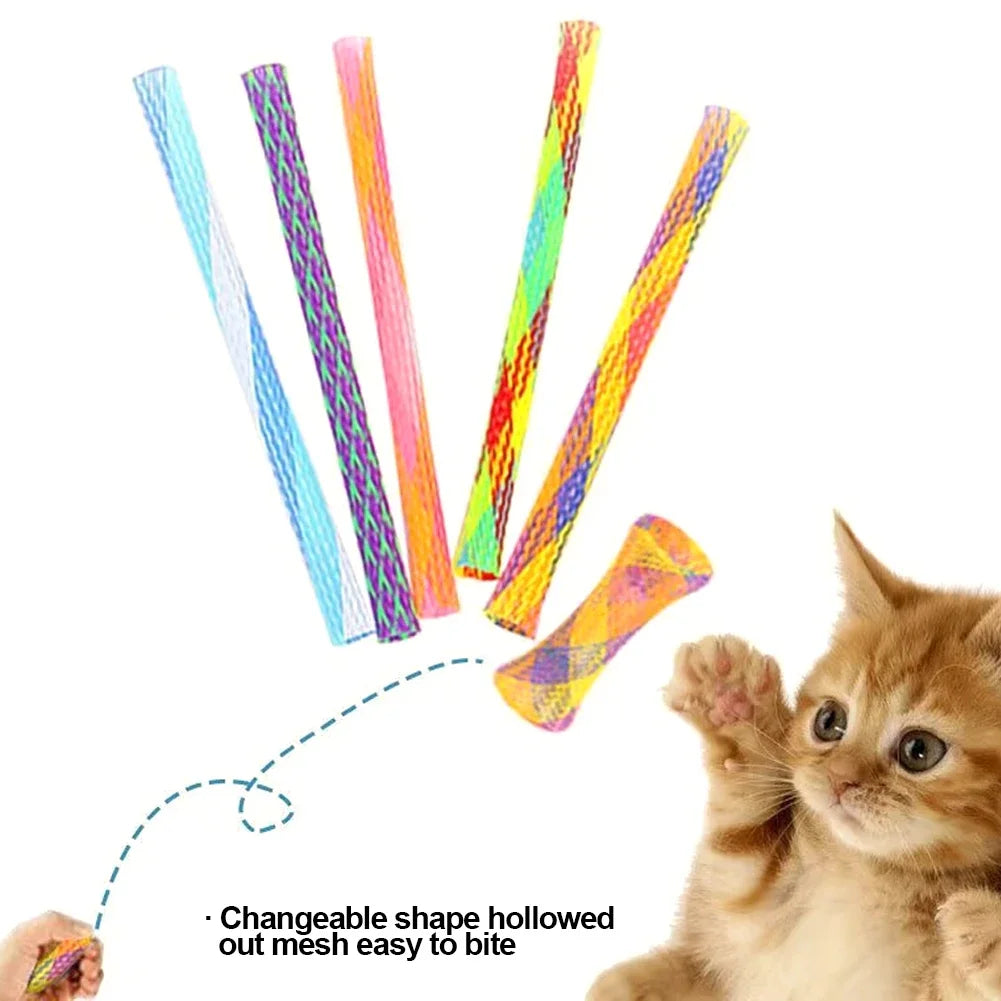 Cat Spring Toy Stick | Freely Folding Spring Shape Multi-Color Kitten Bouncing Toys