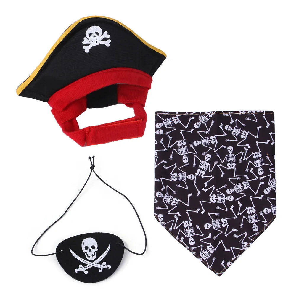 Halloween Pet Costumes | Cat Clothes Pirate Hat Eye Patch | Kitten Cosplay