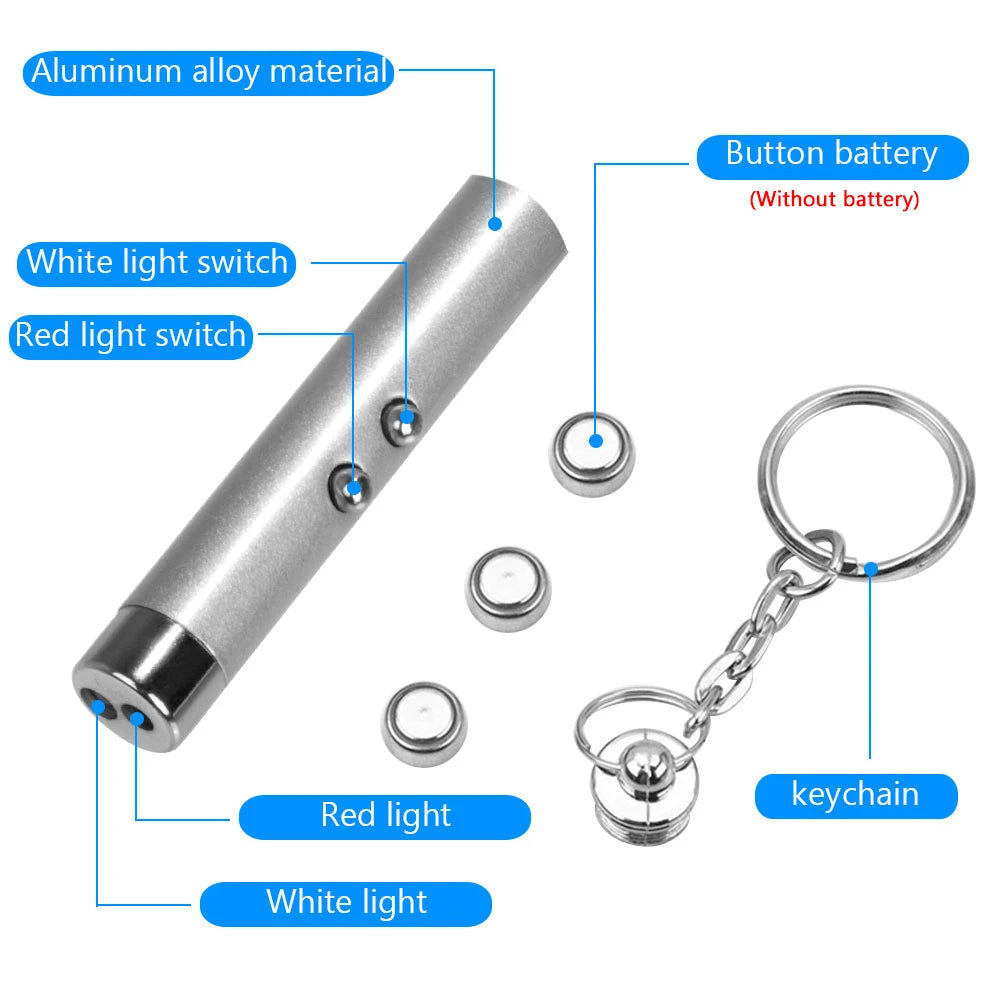 Cat Playing Pointer Pen | Mini Keychain Kitten Chase Torch | LED Pet Light